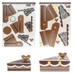 Stanzbogen, Kuchen-Schachteln, Design 3b & 3c, DIN A4, 10 Stück