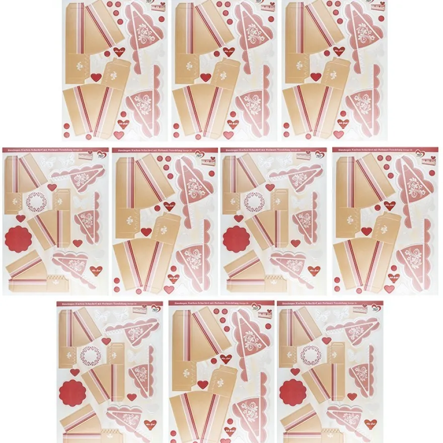 Stanzbogen, Kuchen-Schachteln, Design 2b & 2c, DIN A4, 10 Stück