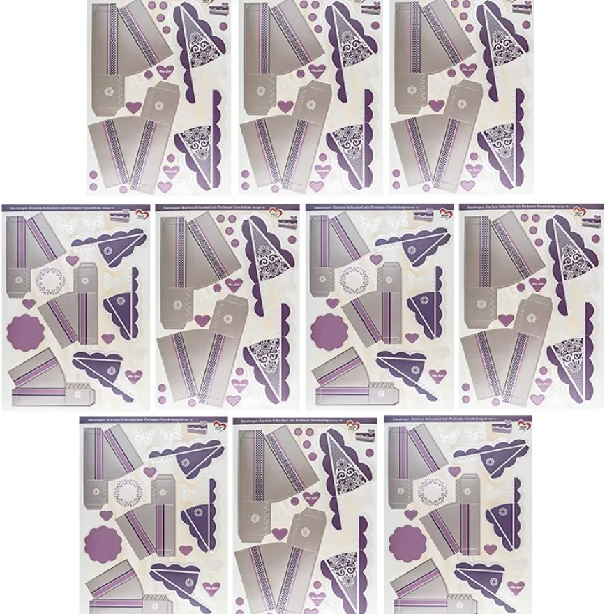 Stanzbogen, Kuchen-Schachteln, Design 1b & 1c, DIN A4, 10 Stück