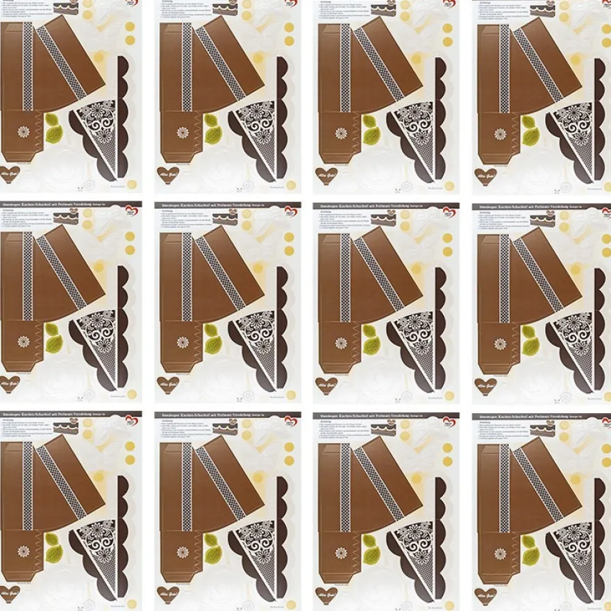 Stanzbogen, Kuchen-Schachteln, Design 3a, DIN A4, 12 Stück
