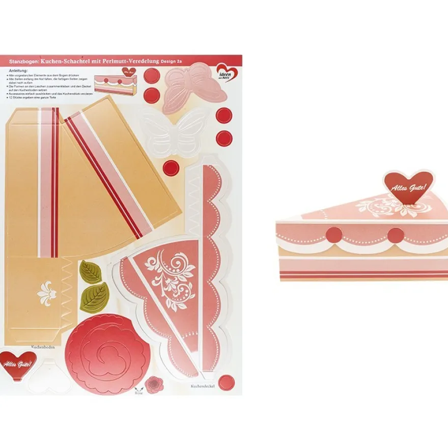 Stanzbogen, Kuchen-Schachteln, Design 2a, DIN A4, 12 Stück