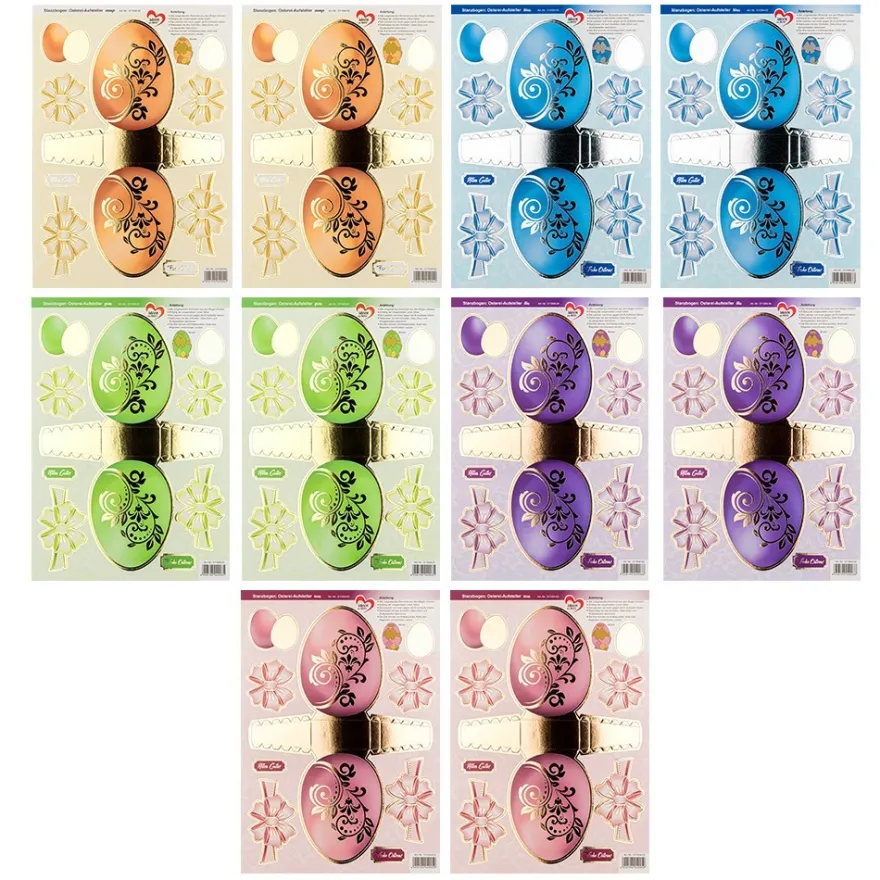 Stanzbogen, Osterei-Aufsteller, DIN A4, 5 verschiedene Designs, 10 Stück