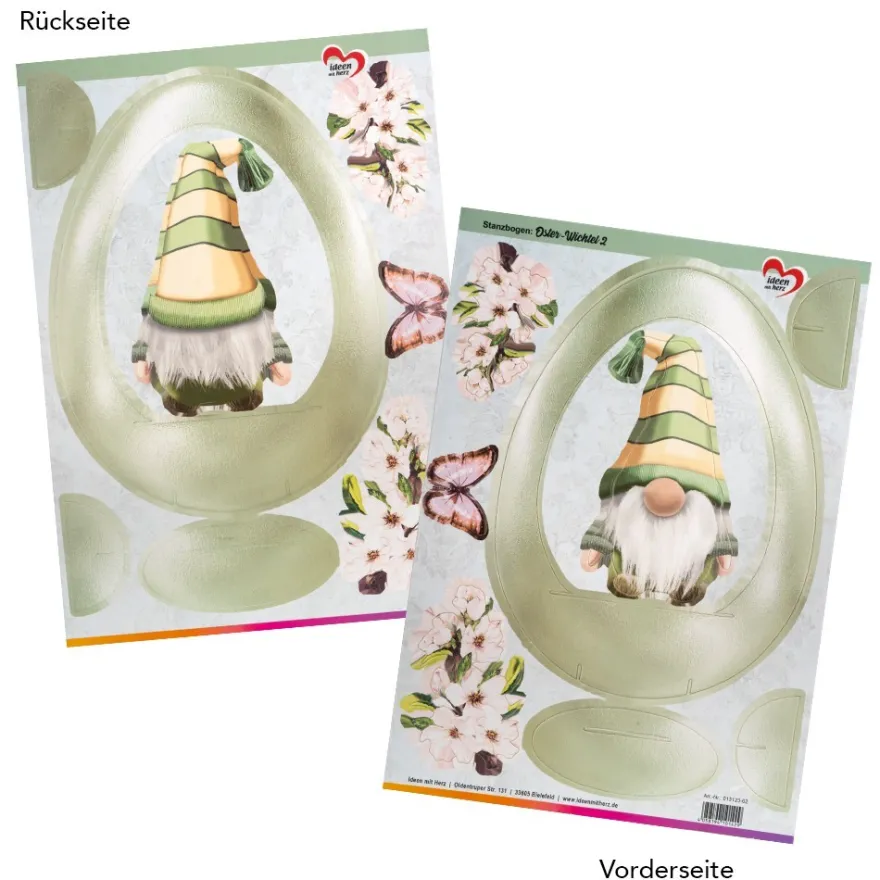 Stanzbogen, Oster-Wichtel, DIN A4, 800g/m², 5 Farben, 5 Bogen