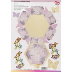 Stanzbogen, Sechseck-Schachteln Ostern, DIN A4, 10 verschiedene Designs, 10 Stück