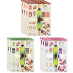 Stanzbogen, Sektflaschen-Geschenkbox, DIN A4, 3 verschiedene Designs, 10 Stück
