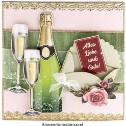 Stanzbogen, Sektflaschen-Geschenkbox, DIN A4, 3 verschiedene Designs, 10 Stück