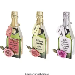 Stanzbogen, Sektflaschen-Geschenkbox, DIN A4, 3 verschiedene Designs, 10 Stück