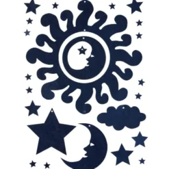 Stanzbogen, Sonne, Mond & Sterne, DIN A4, gelb/blau, 10 Bogen