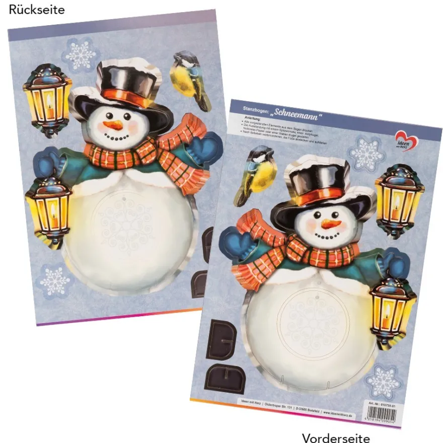 Stanzbogen, Wintermotive, DIN A4, 800g/m², 5 Farben, 5 Bogen