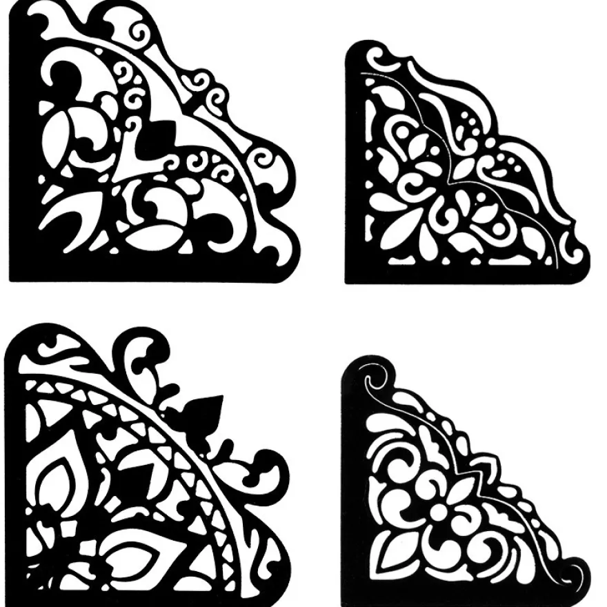 Stanzschablone, Einsteck-Ecken, 6,9cm x 6,9cm & 5,9cm x 5,9cm, 4 Stück