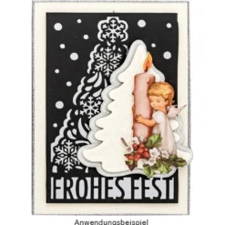 Stanzschablone, Frohes Fest, 9,4cm x 14,4cm