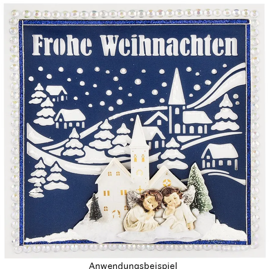 Stanzschablone, Frohe Weihnachten 3, 14cm x 14cm, passend für gängige Stanzmaschinen