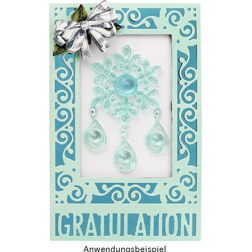 Stanzschablone, Gratulation, 9,4cm x 14,4cm