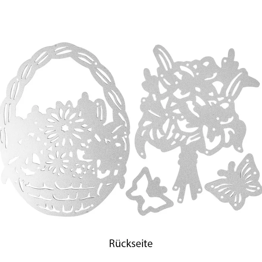 Stanzschablonen, Blumenkörbchen & Blumenstrauß, 4 Stück