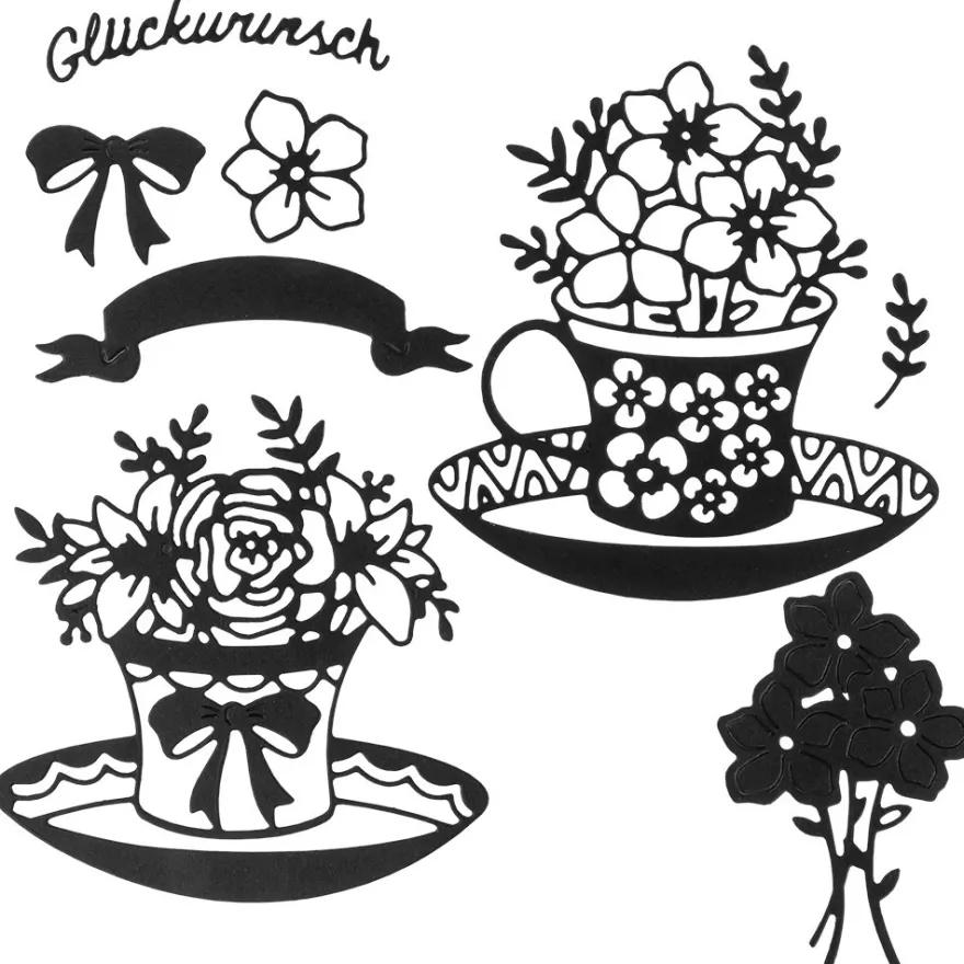 Stanzschablonen, Blumentassen, 8 Stück