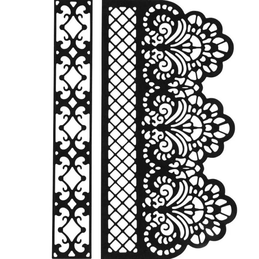 Stanzschablonen, Bordüren 2, 1: 13,4cm x 2,1cm, 2: 13,4cm x 6,9cm, 2 Stück