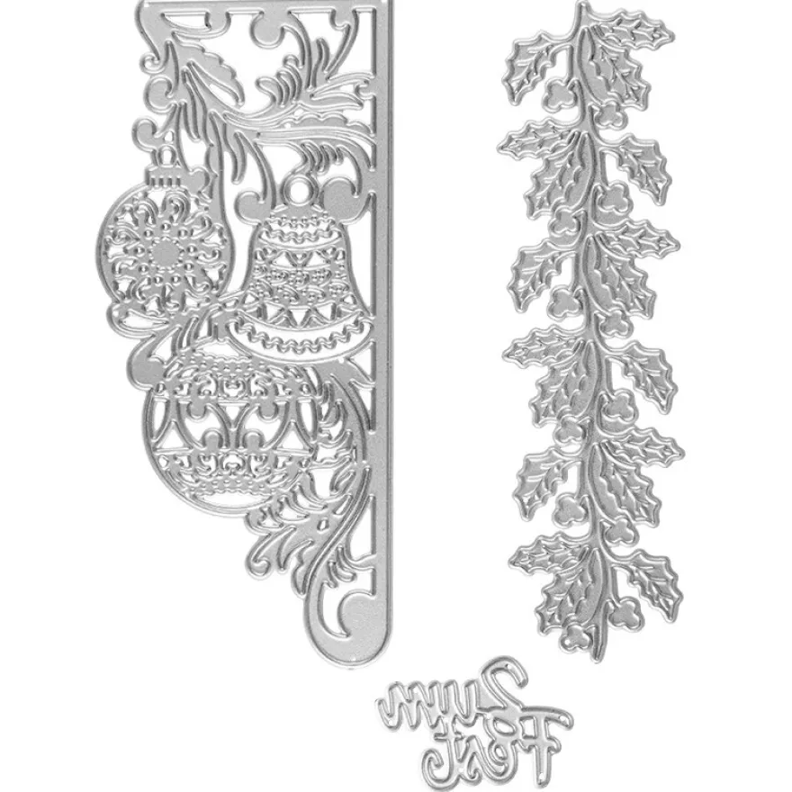 Stanzschablonen, Christbaumschmuck & Ilex, 3 Stück