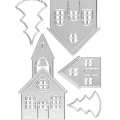 Stanzschablonen, Dorf mit Kirche, 5 Stück