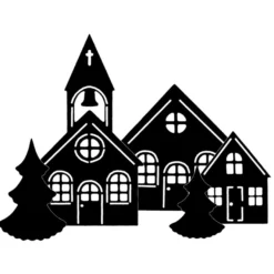 Stanzschablonen, Dorf mit Kirche, 5 Stück