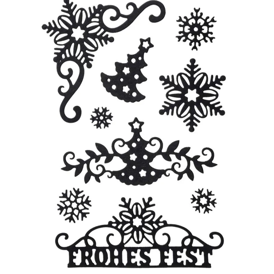 Stanzschablonen, Eiskristalle & Frohes Fest, 9 Stück