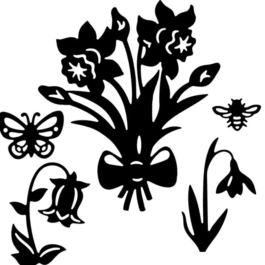 Stanzschablonen, Frühlingsblumen, 5 Stück