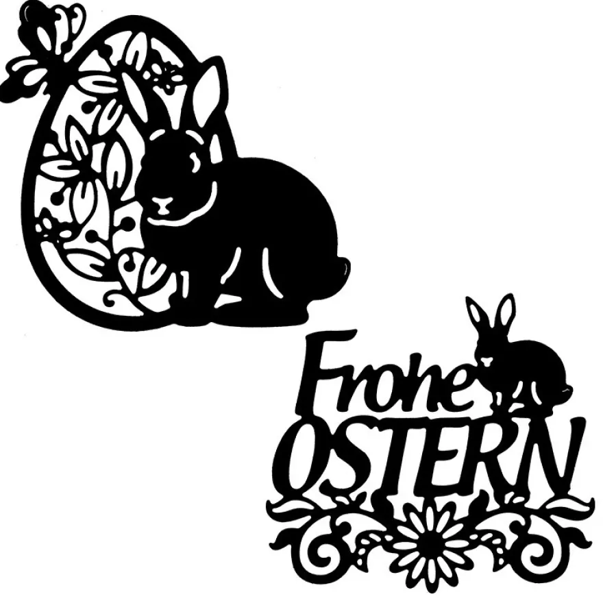 Stanzschablonen, Frohe Ostern, 7,6cm x 7,5cm, 8,2cm x 7,3cm, 2 Stück