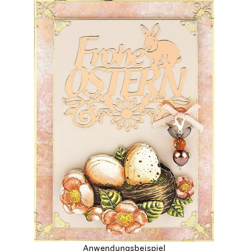 Stanzschablonen, Frohe Ostern, 7,6cm x 7,5cm, 8,2cm x 7,3cm, 2 Stück