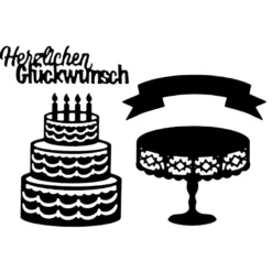 Stanzschablonen, Geburtstagstorte, 4 Stück