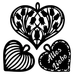 Stanzschablonen, Herz-Anhänger Alles Liebe, 3 Stück