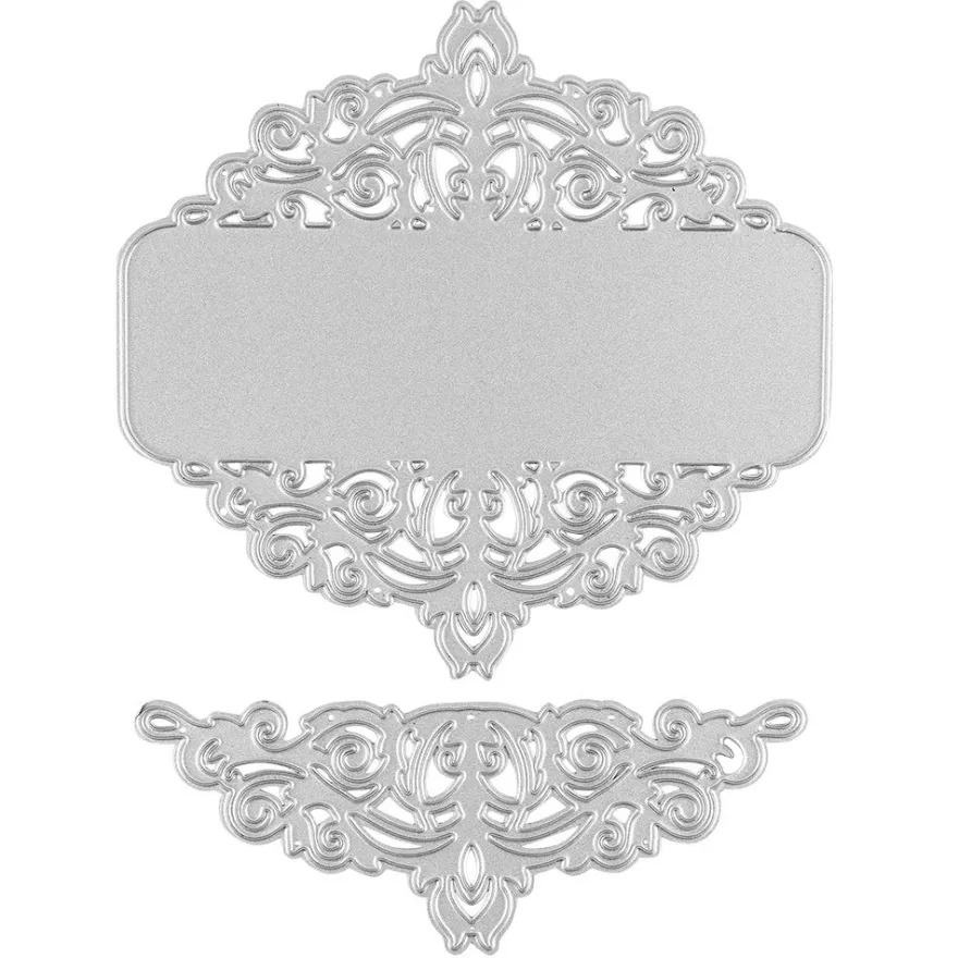 Stanzschablonen, Kartenaufleger Ornament 1, 9,7cm x 9,3cm, 9,4cm x 3,6cm, 2 Stück