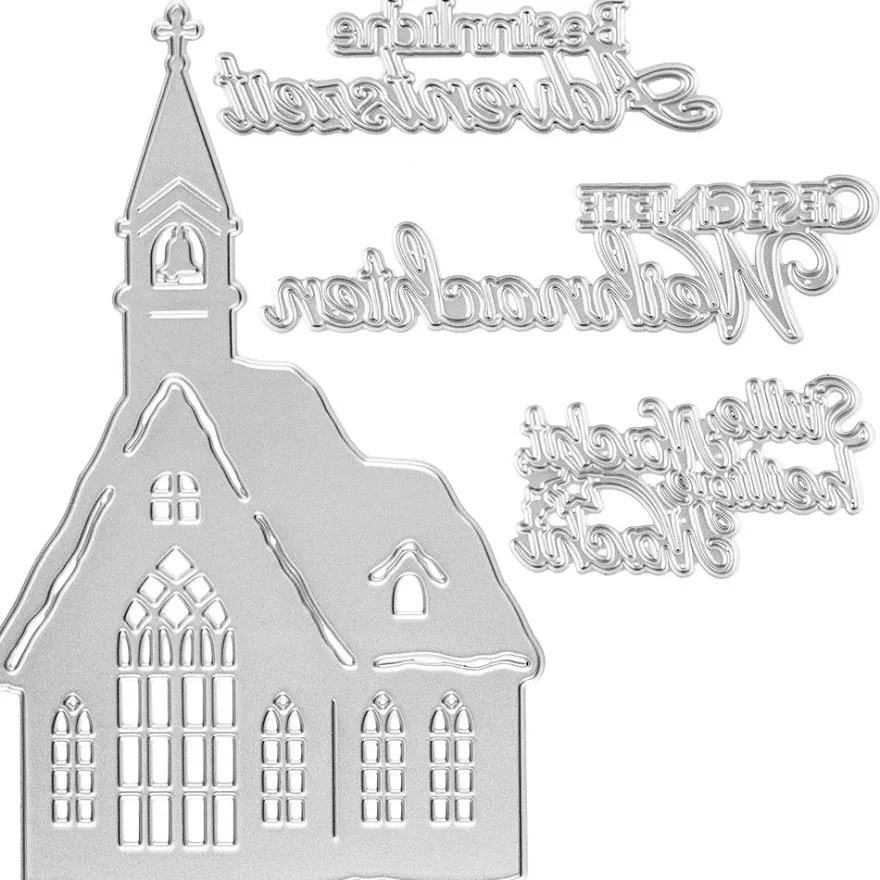 Stanzschablonen, Kirche & Weihnachtsgrüße, 4 Stück
