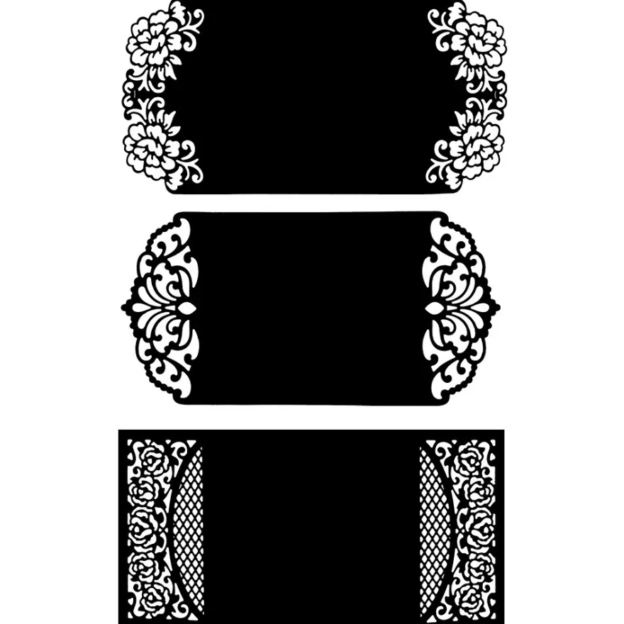 Stanzschablonen, Klappkarten, 19cm x 9,4cm, 3 Stück
