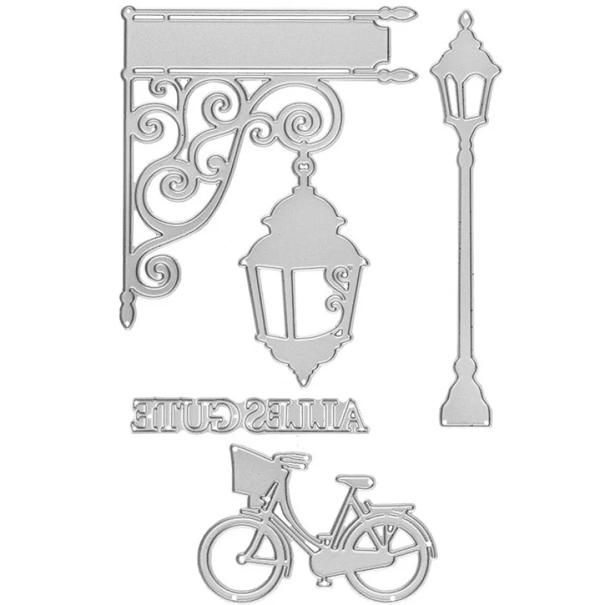 Stanzschablonen, Laterne & Fahrrad, 4 Stück