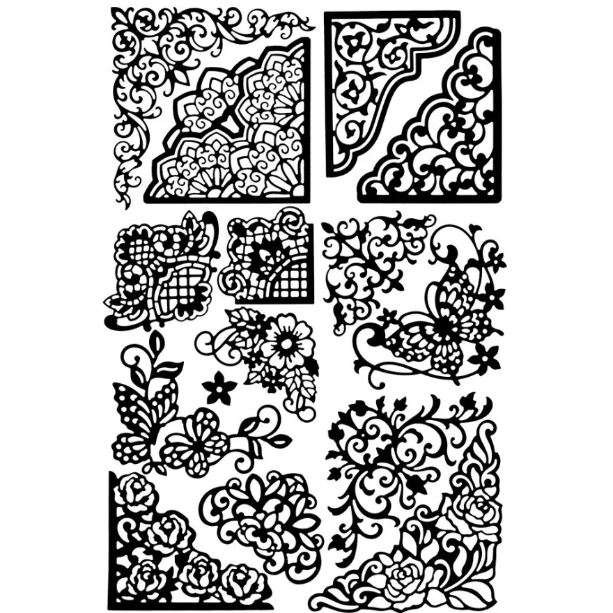Stanzschablonen, Ornamentale Zierecken, 15 Stück