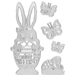 Stanzschablonen, Osterhase im Eierbecher, 5 Stück