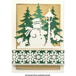Stanzschablonen, Schneemann mit Laterne, 3 Stück