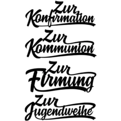 Stanzschablonen, Schriften, Anlässe 1, 3,3 cm bis 8,5 cm, 4 Stück