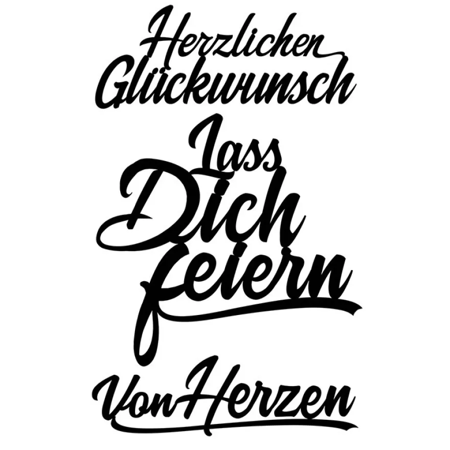 Stanzschablonen, Schriften, Glückwünsche 2, 2,8cm bis 8,2cm, 3 Stück