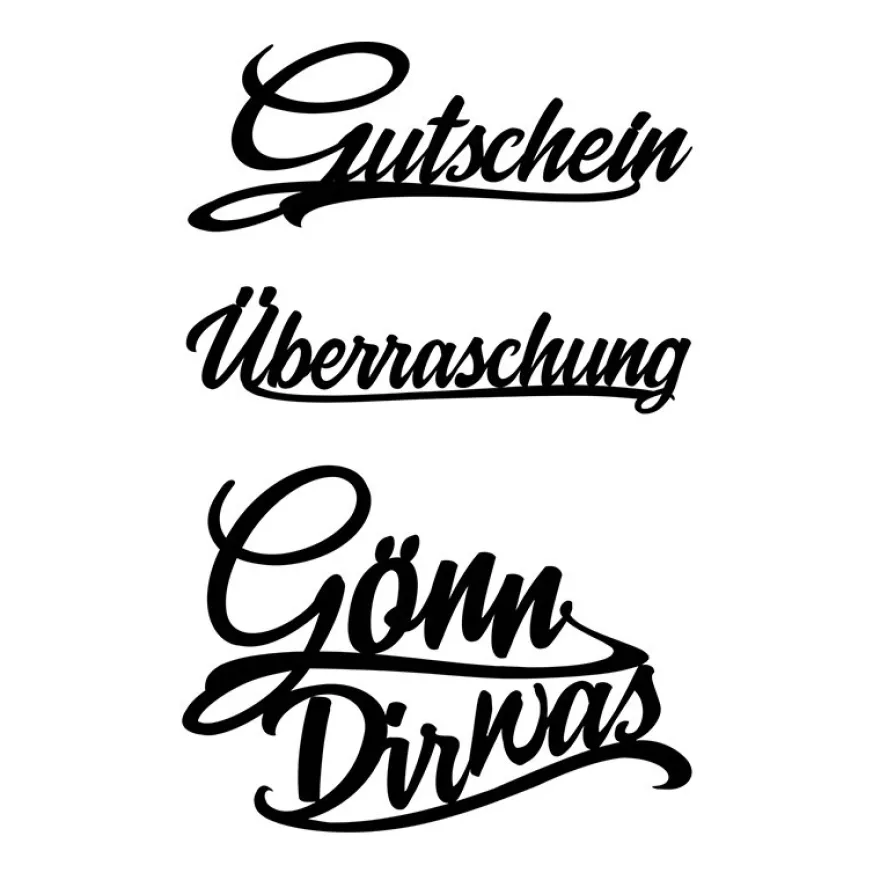 Stanzschablonen, Schriften, Gutschein, 2cm bis 8,2cm, 3 Stück