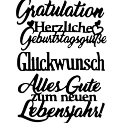 Stanzschablonen, Schriften, Geburtstagswünsche 6, 4 Stück