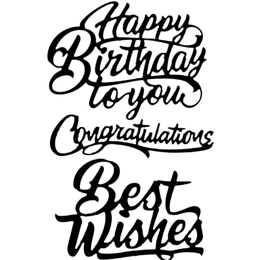 Stanzschablonen, Schriften, Happy Birthday, 3 Stück
