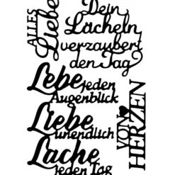 Stanzschablonen, Schriften, Lebe, Liebe, Lache, 4 Stück