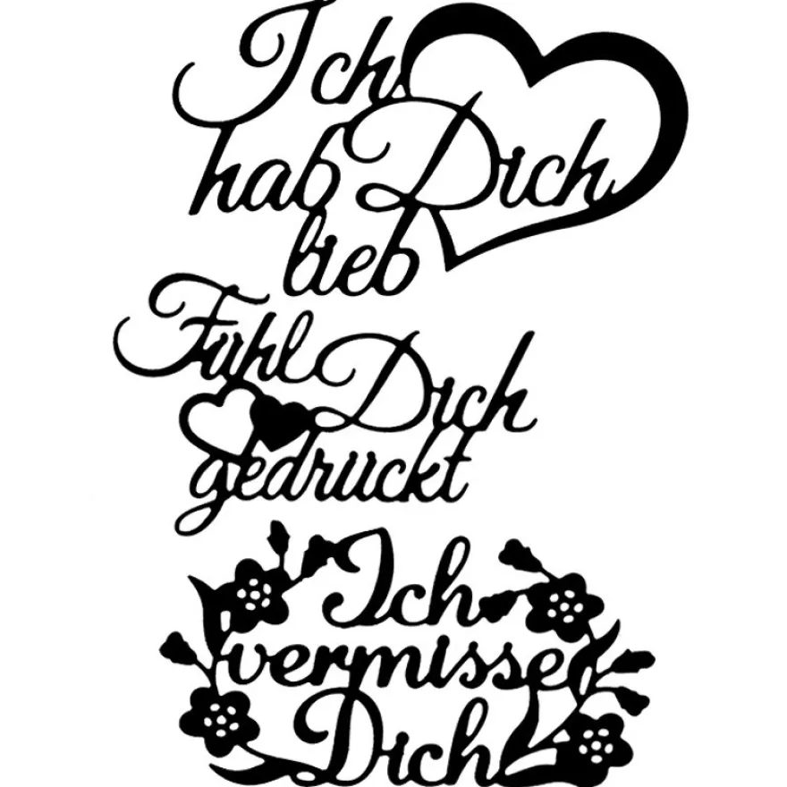 Stanzschablonen, Schriften, Liebe, 3 Stück