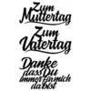 Stanzschablonen, Schriften, Muttertag & Vatertag, 3,8cm bis 8,2cm, 3 Stück