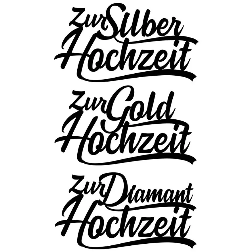 Stanzschablonen, Schriften, Zur Hochzeit 2, 4,4cm bis 8,2cm, 3 Stück