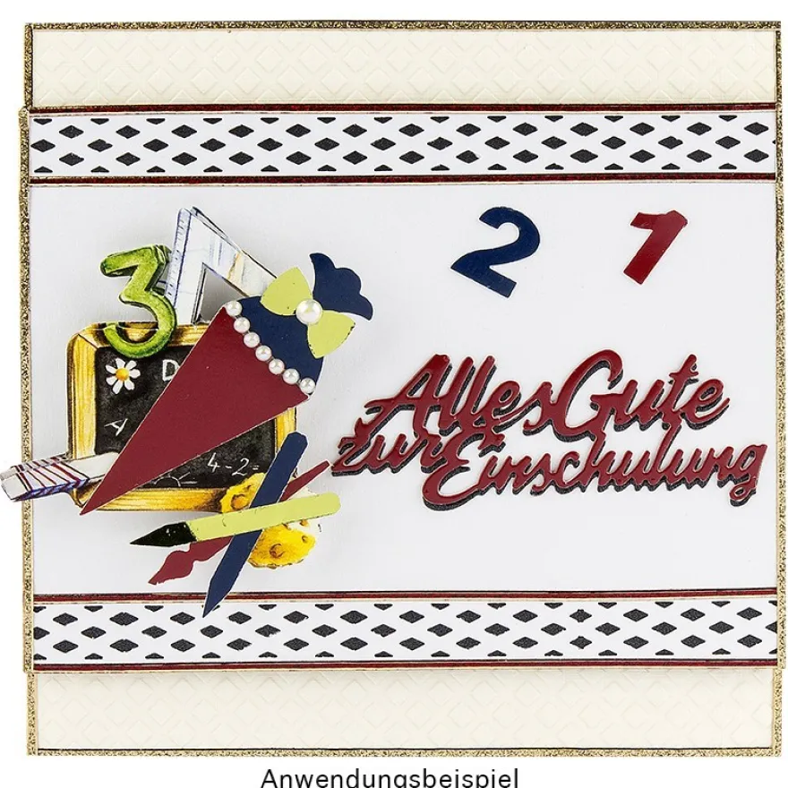 Stanzschablonen, Schriften, Zur Einschulung, 3,1cm bis 8,2cm, 4 Stück
