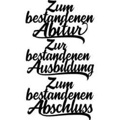 Stanzschablonen, Schriften, Zum bestandenen Abschluss, 4,4cm bis 8,1cm, 3 Stück