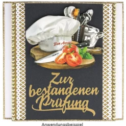 Stanzschablonen, Schriften, Zur bestandenen Prüfung, 2,9cm bis 8,5cm, 3 Stück