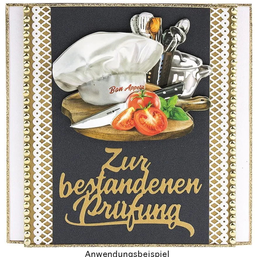 Stanzschablonen, Schriften, Zur bestandenen Prüfung, 2,9cm bis 8,5cm, 3 Stück