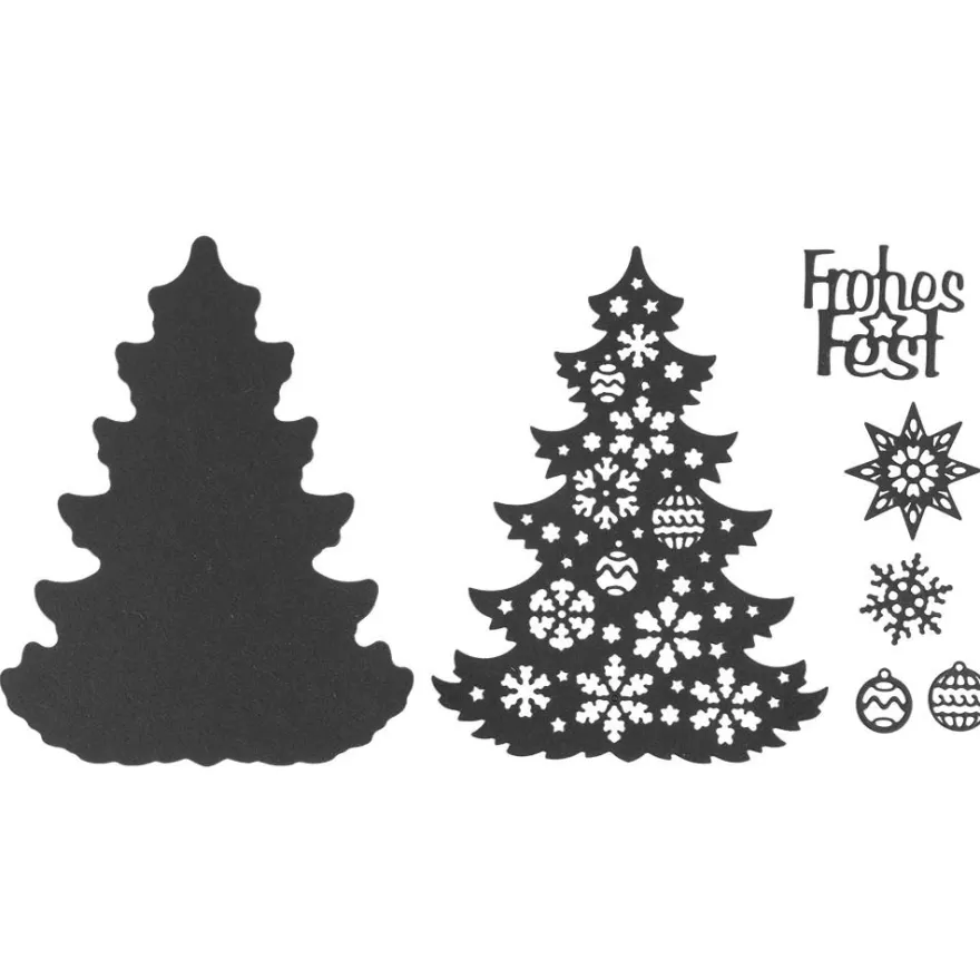 Stanzschablonen, Tannenbaum & Frohes Fest, 7 Stück